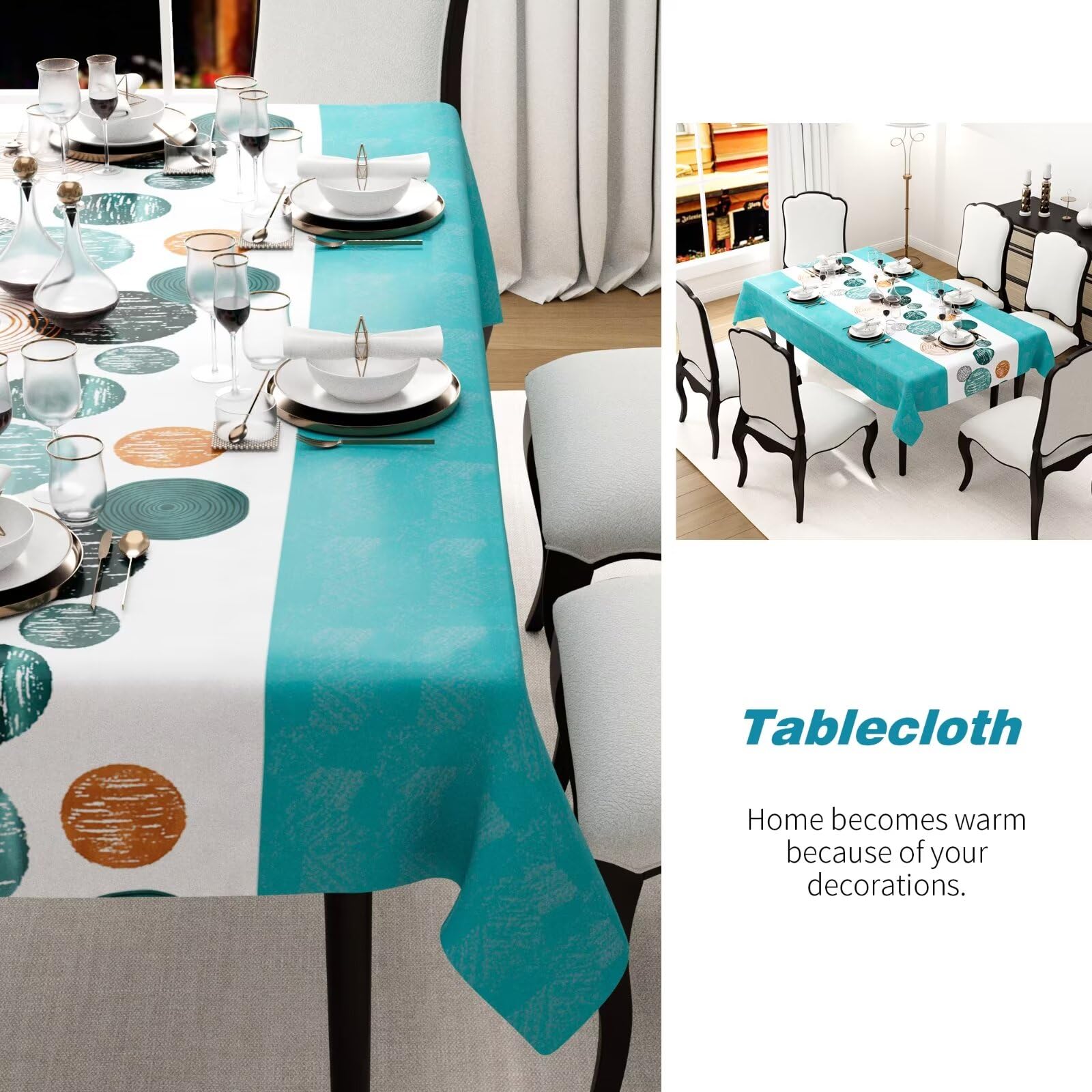 HiBeauty PRO Nappe rectangulaire, 120 x 140 cm,Stries Orange-Vert, imperméable,Nappe pour l'intérieur et l'extérieur, pour la Salle à Manger, Le Jardin et Le Camping
