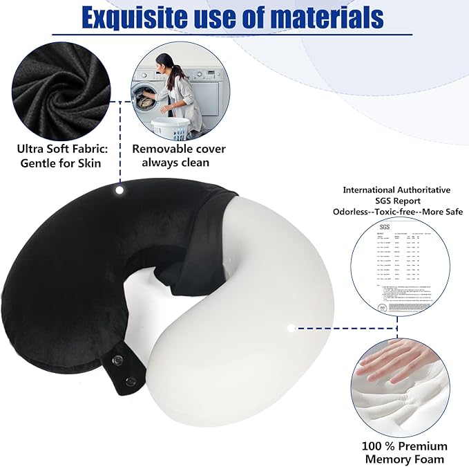 Almohada de Viaje Espuma Viscoelástica con Funda Lavable miniatura 5