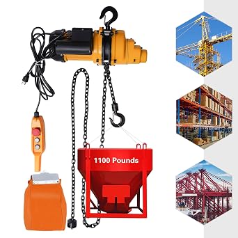 Electric Chain Hoist 1100 lbs Single Phase Overhead Crane Hoist 13 FT Lifting Height, 1300W Lifting Power System 10 ft Wired Remote Control Emergency Stop Switch for Garage Ceiling