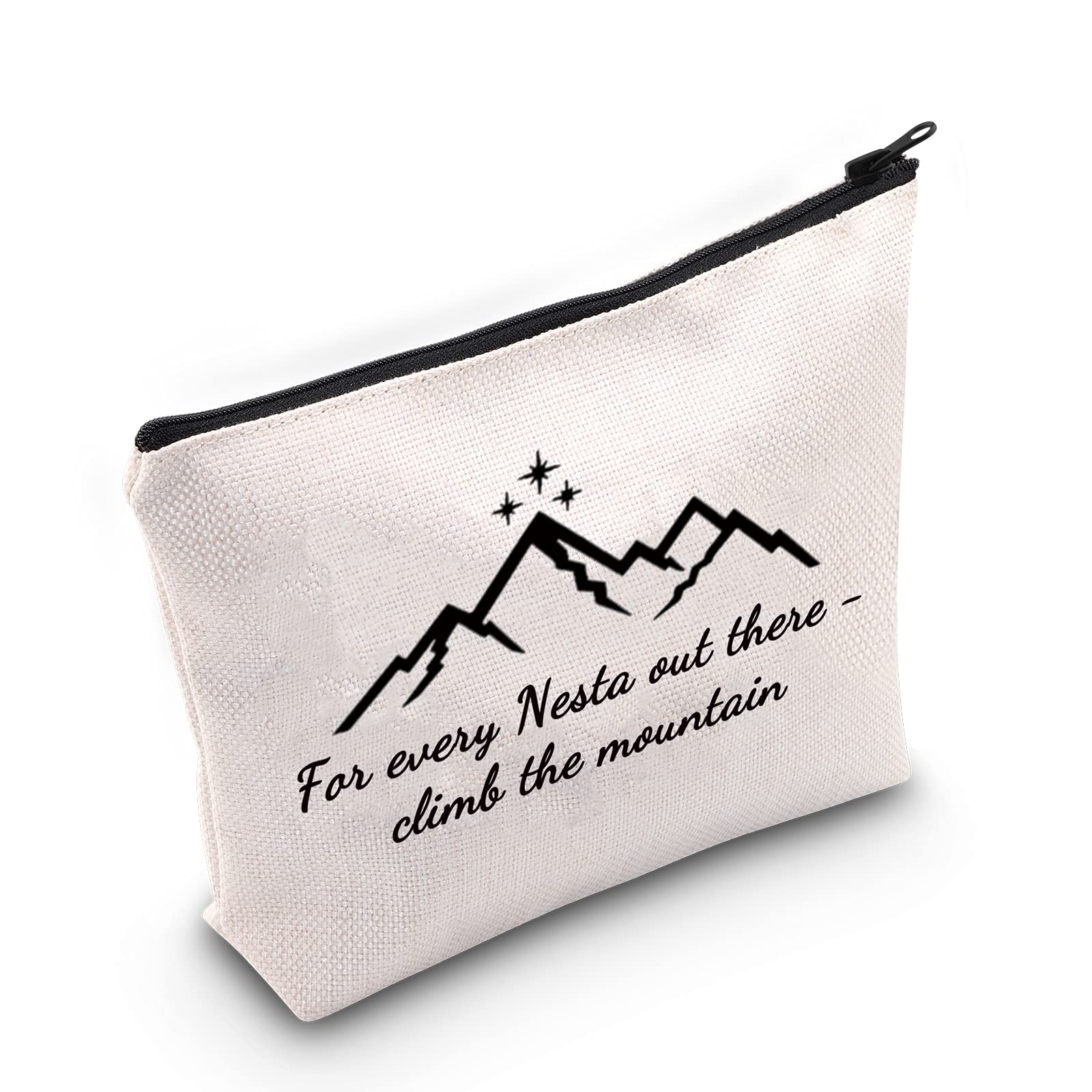 G2TUP Bookish Gift Sarah J Maas Gift Book Lover Gift For Every Nesta Out There Climb The M Cosmetic Bag ACOTAR Inspired Travel Bag With Zipper, For Every Nesta White Bag