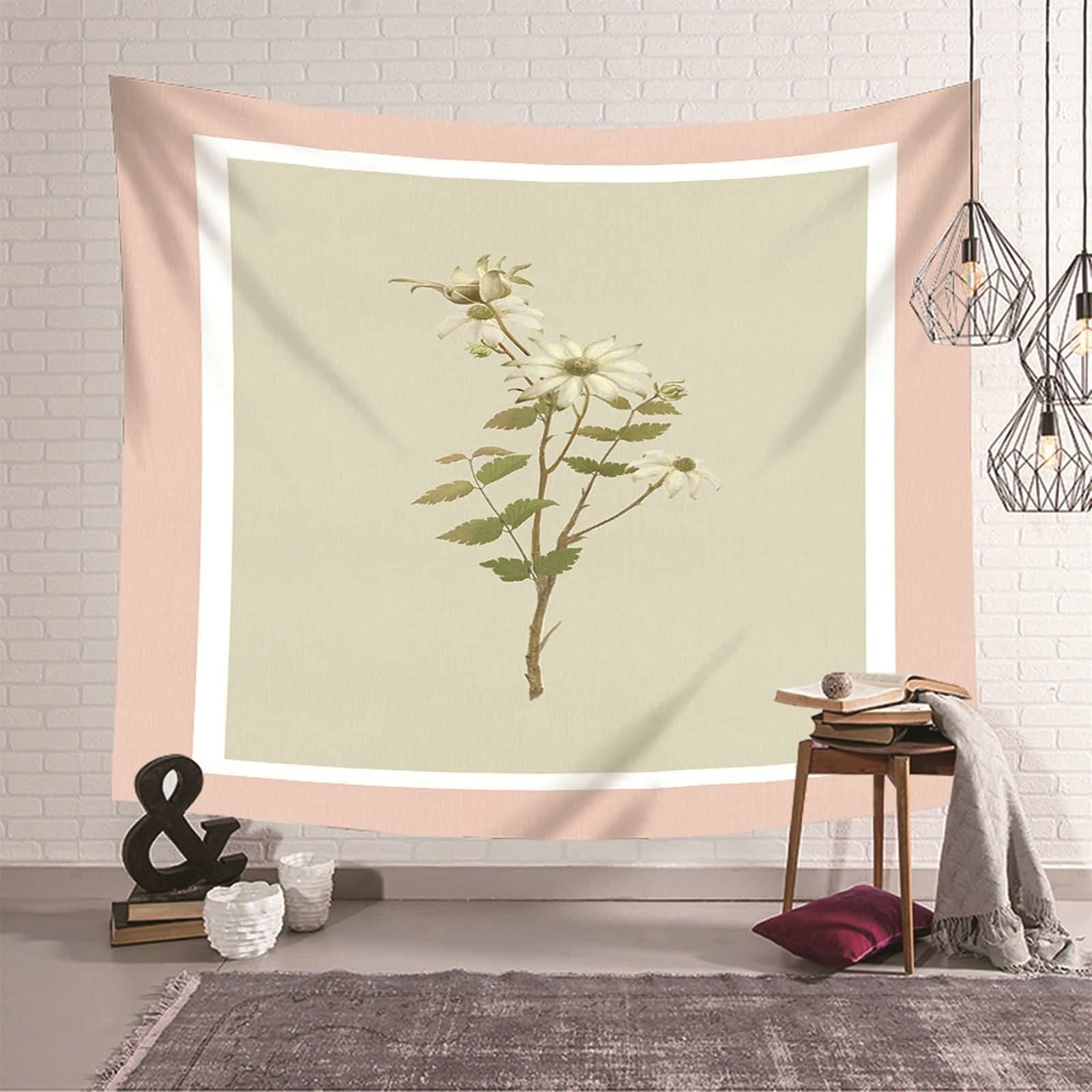 Tapiz de pared con flores en tono caqui para renovar tu salón con calidez