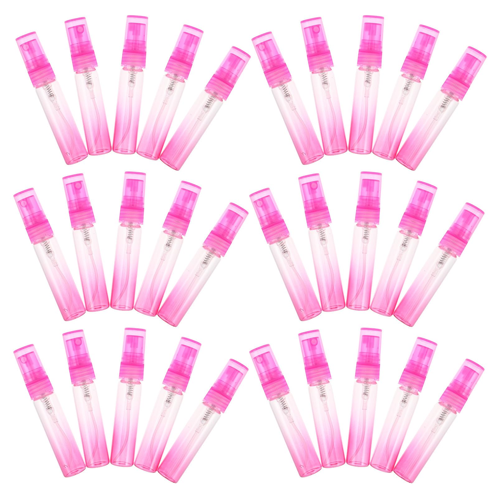 OUNONA 30 szklanych butelek na próbki perfum: 5 ml miniaturowe fiolki z rozpylaczem do torebki podróżnej - pusty, wielokrotnego użytku atomizer do perfum dla kobiet, dziewcząt i mężczyzn