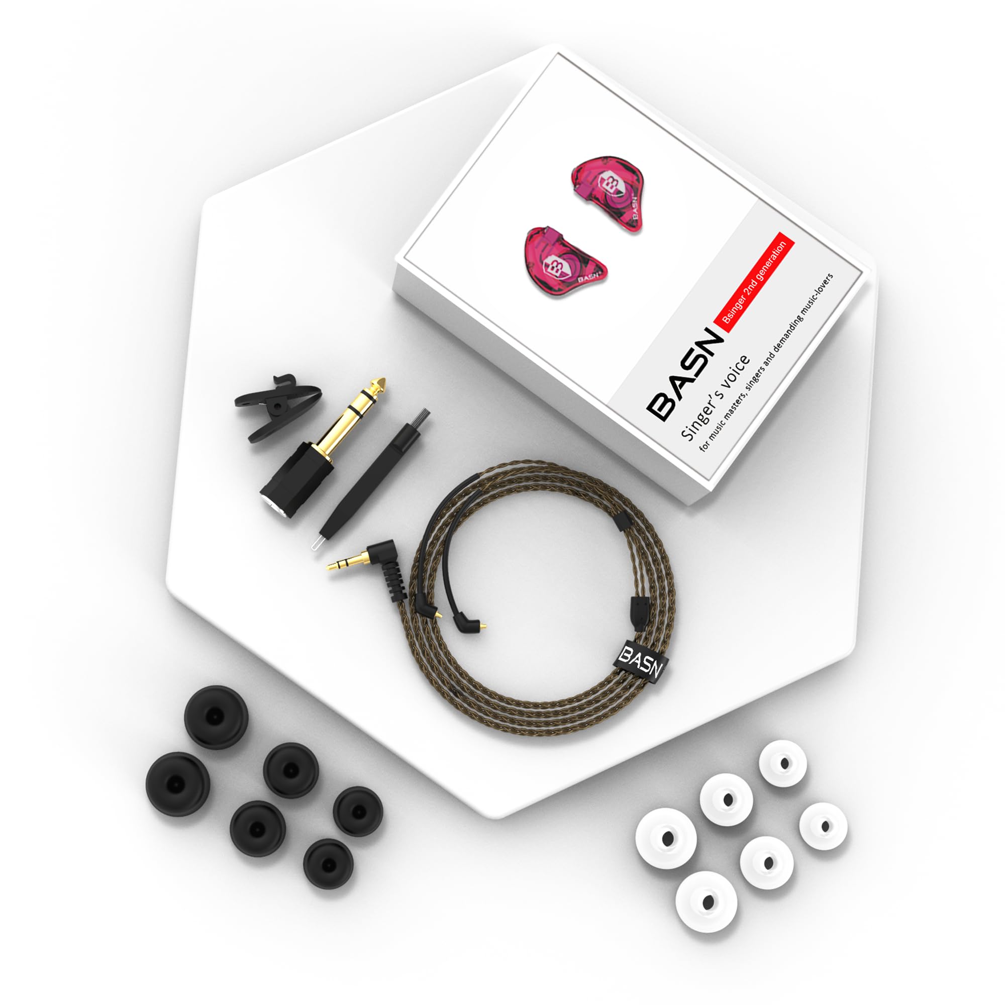 BASN Bsinger In-Ear-Monitore Geräuschisolierende Kopfhörer, Dual-dynamische Treiber High Definition Kabelgebundene Ohrhörer mit abnehmbarem MMCX-Kabel für Musiker Schlagzeuger Sänger (Blau&Lila)