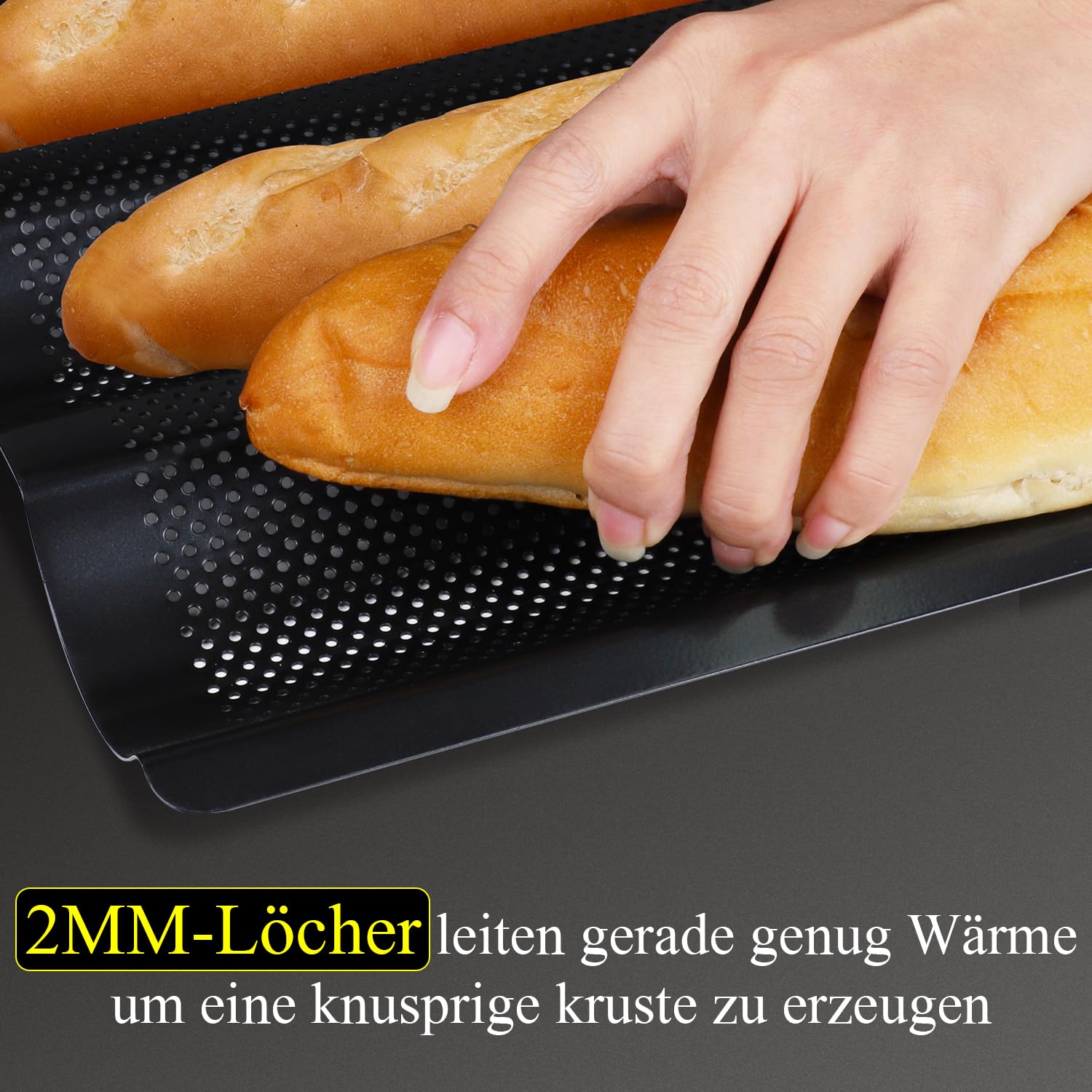 Stampo Baguette In Acciaio Inox Hotec - Teglia Microforata 38x24,5cm Per Pane Casereccio - Foto 10