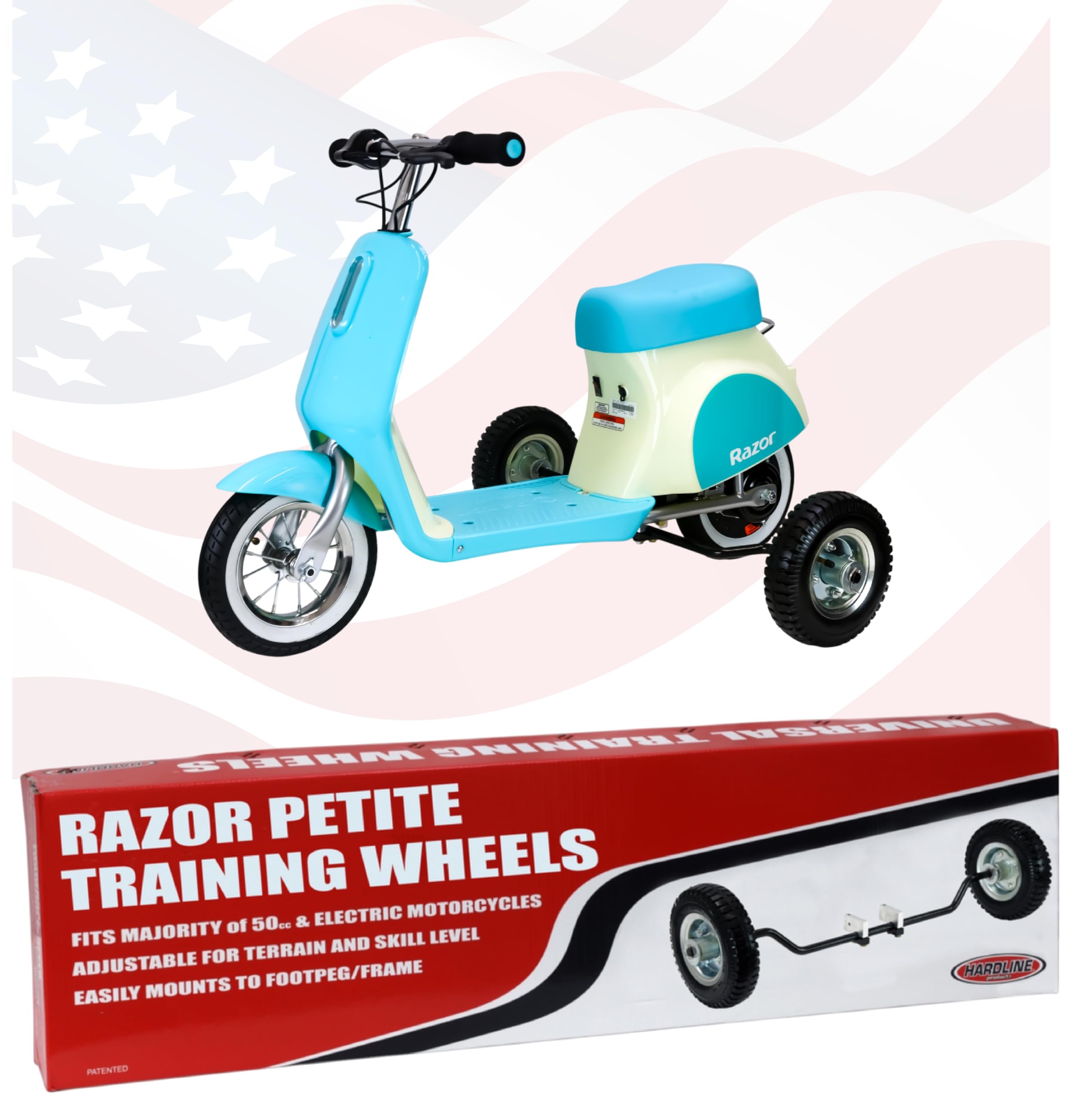 Hardline Products USA Wheels for Tots Training Wheels for Razor Pocket Mod Scooter Petite - 1802-UT-Petite