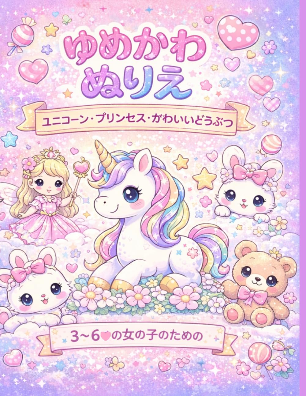 ゆめかわ ぬりえ ユニコーン・プリンセス・かわいいどうぶつ: 3〜6歳の女の子のための はじめてのかわいいぬりえ