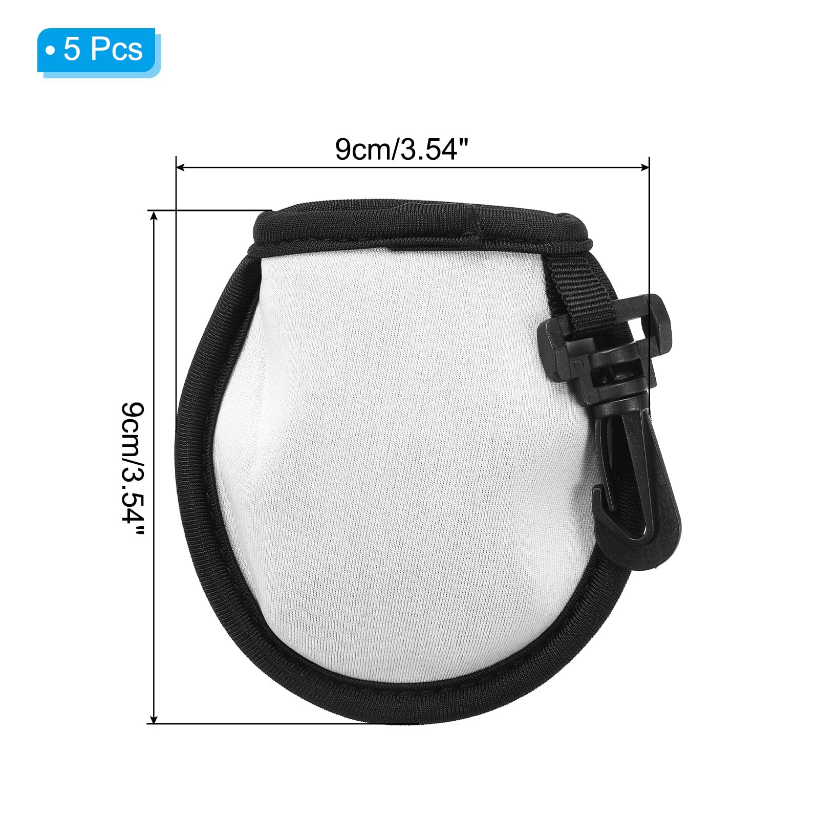 PATIKIL Golf Ball Washer Pouch, 5 Pack Portable Golf Balls Cleaner Pocket Bag with Hanging Clip for Women Men Golf Exercise White - Image 2