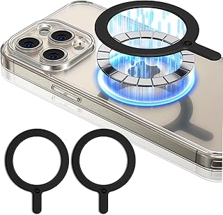 Matekxy Compatible with MagSafe Sticker Magnet Adapter Ring - 2 Pack, Universal Magnetic Conversion Kit for iPhone, Samsung, Pixel, (Black)