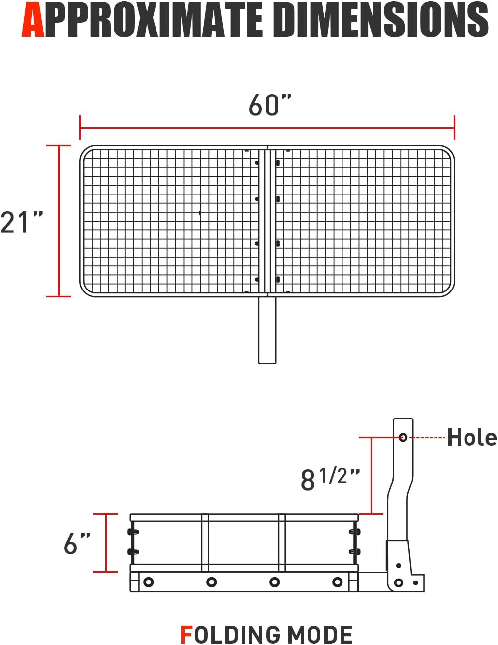 Hitch Mount Cargo Carrier with Cargo Net and Anti-rattle Stabilizer 60" x 21" x 6" Folding Cargo Basket with 500 LB Capacity Fits 2" Receiver for Car SUV Pickup (USPTO Patent Pending) : Automotive