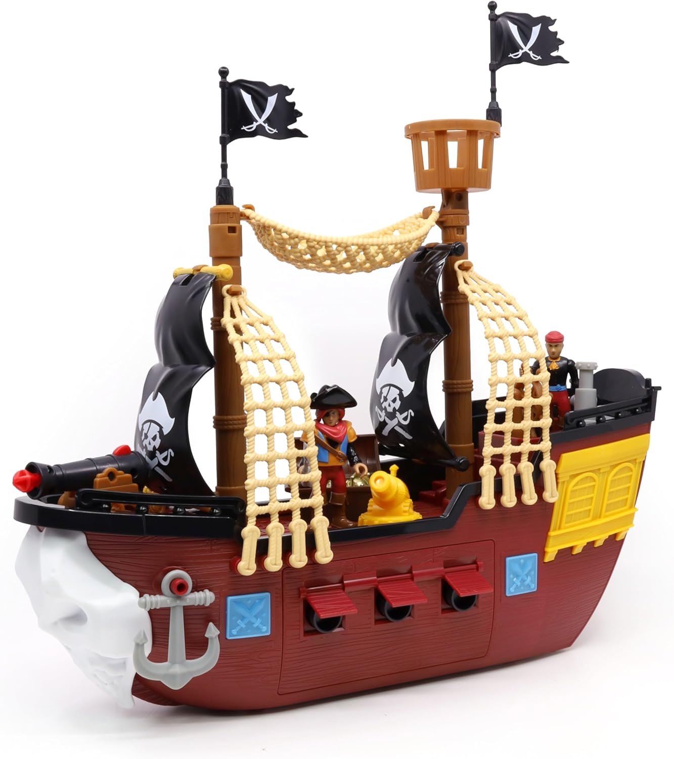 Pirate Ship Adventure Playset with Lights and Sounds - Includes 2 Pirate Figures, Treasure Chest & Cannons - Pretend Play Gift for Kids Ages 3+ Boys Girls - Birthday, for Kids