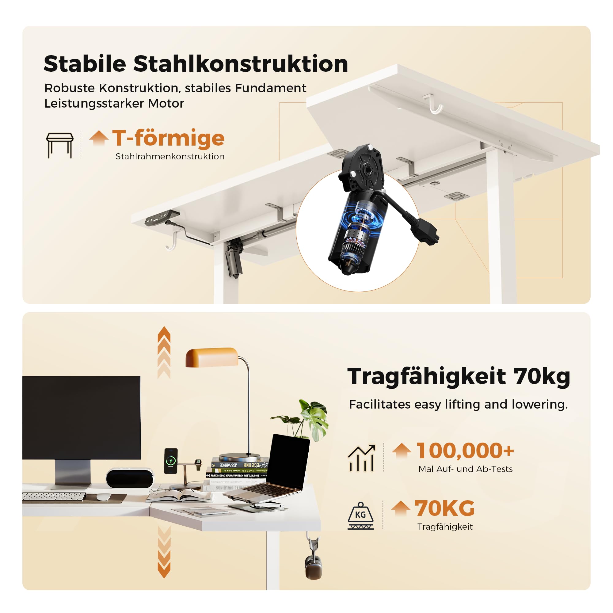Agilestic Elektrischer Stehschreibtisch, L-förmiger 160 cm höhenverstellbarer Schreibtisch, Sitz- und Stehtisch für Home Office, ergonomischer aufsteigender Computertisch mit Splice Board, Weiß