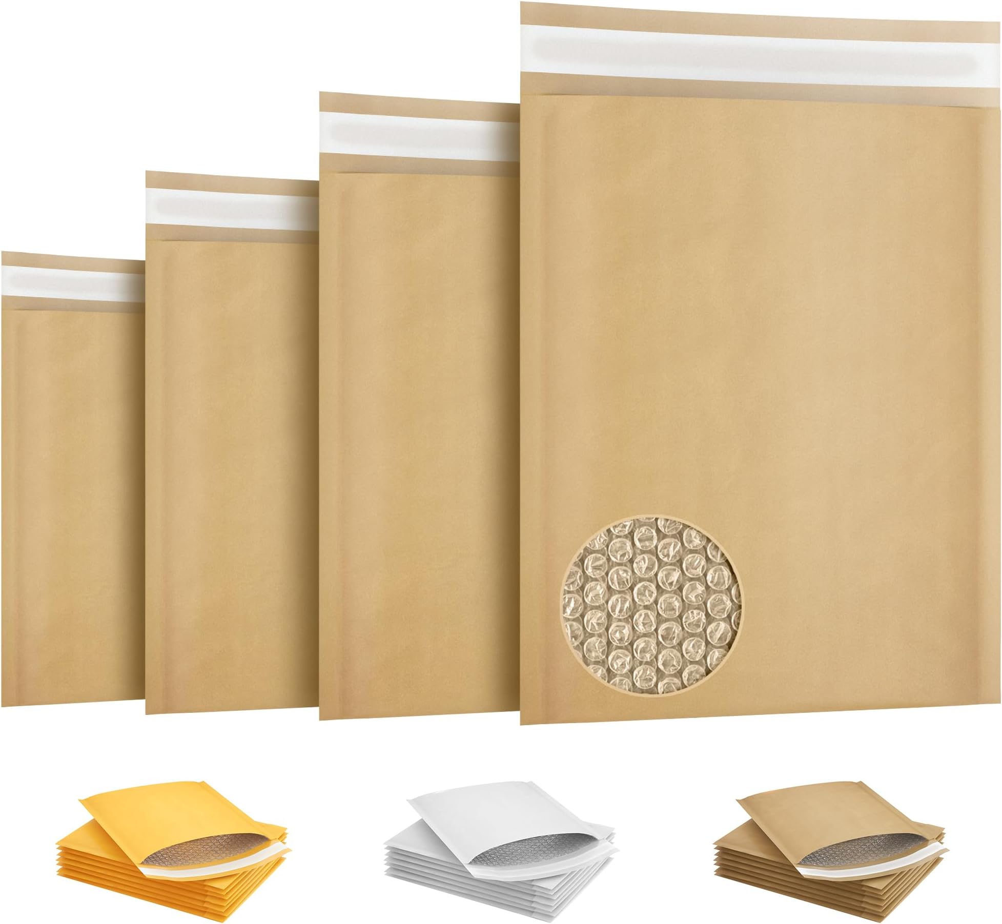 Amiff Natural Kraft Bubble Mailer Envelopes, 10.5 x 15 Inches. 10 Pack Mail Padded Envelopes Self Seal. Waterproof Kraft Bubble Mailers. Tear-Resistant Mailing Envelope Padded. Sturdy Paper Mailer
