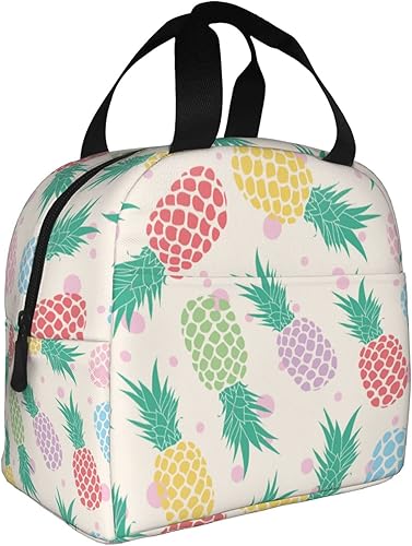 Miniatura 2 de Lonchera con diseño de piñas coloridas, aislada, reutilizable, impermeable, portátil, para mujeres, hombres, niñas y niños