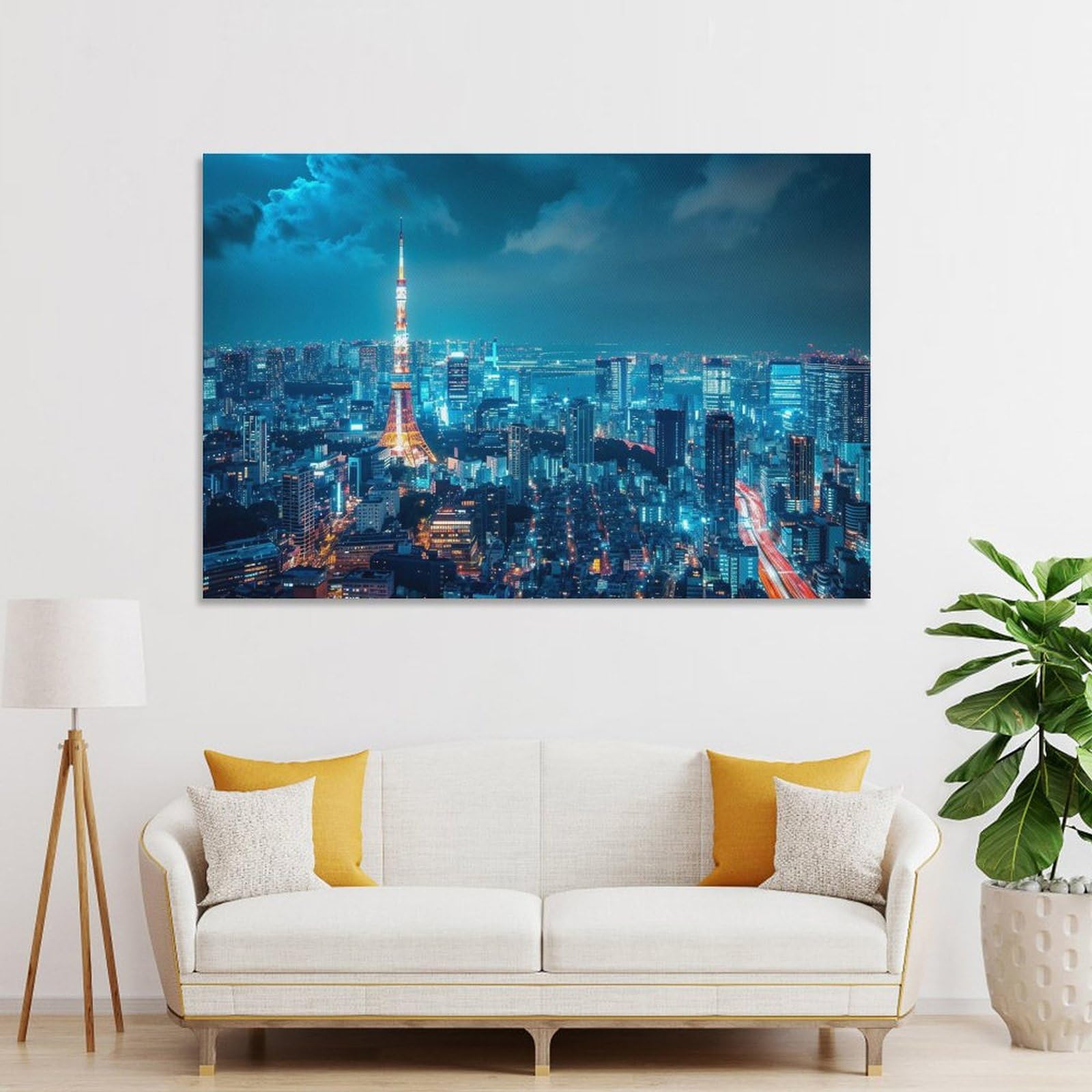 Amazon.co.jp: 絵画 東京の街の夜景インテリア 絵画 魅力的な都市景観