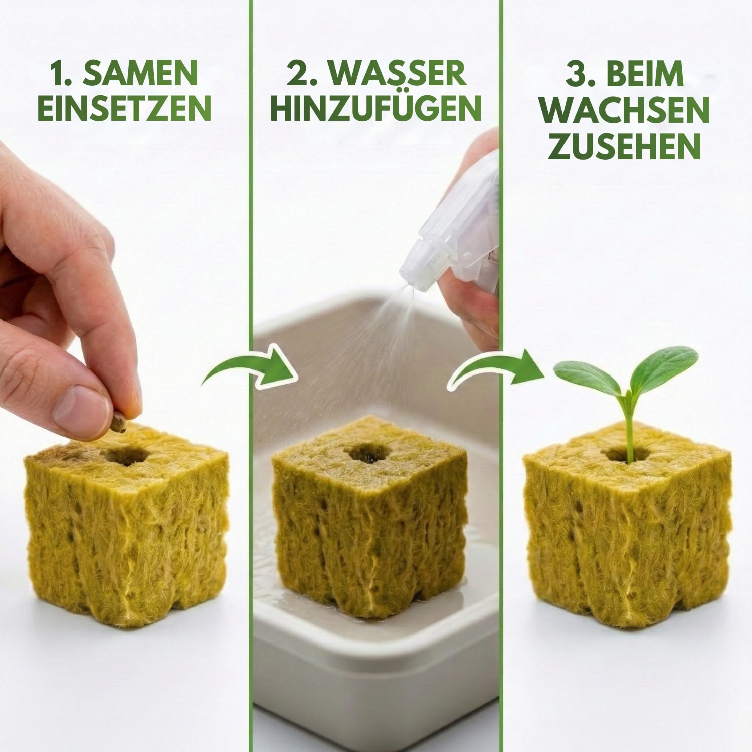 500er-Pack Hydroponik-Steinwollwürfel (2,5 cm) für Keimung und Stecklinge, Belüftetes Substrat für Schnelles Wachstum, Ideal für Aussaat, Innen- und Außenbereiche