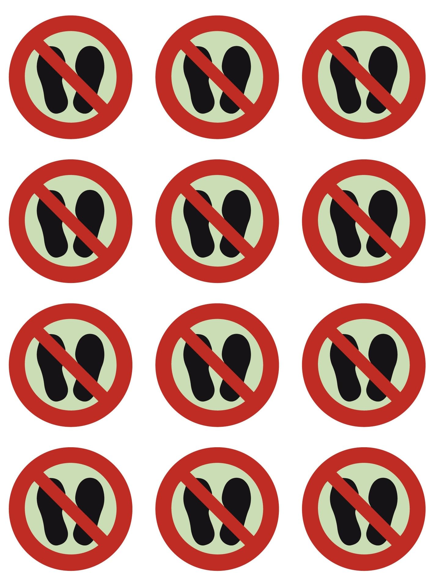 Etiquetas fotoluminiscentes "prohibido pisar" - Pegatinas de seguridad (Ø 60 mm - Hoja de 12)