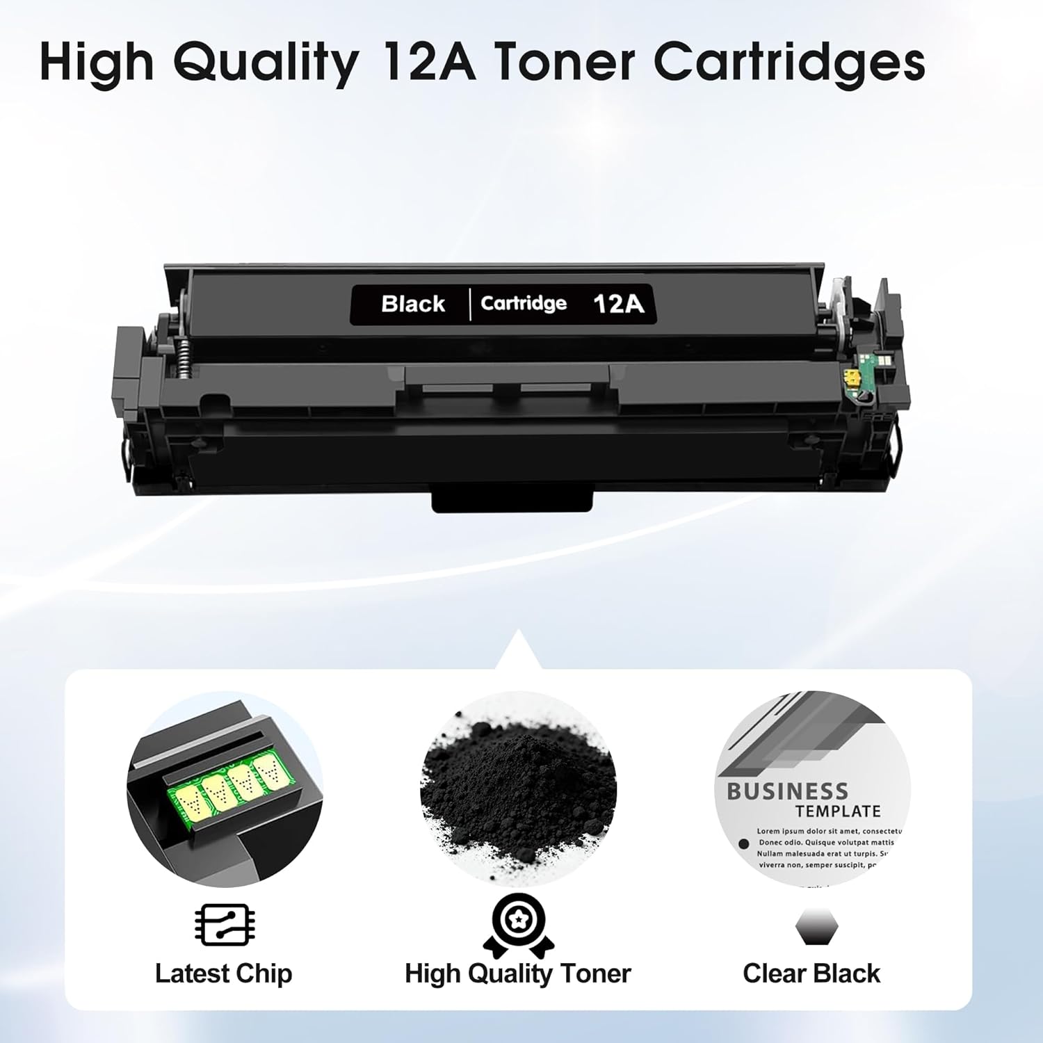 12A Toner Cartridge Black Replacement for HP 12A Q2612A Compatible with Laser Jet 1010 1020 1022 1012 1015 1018 1022n 1022nw 3015 3030 3020 3050 3052 3055 M1005 M1319 M1319F Printer, 2-Pack