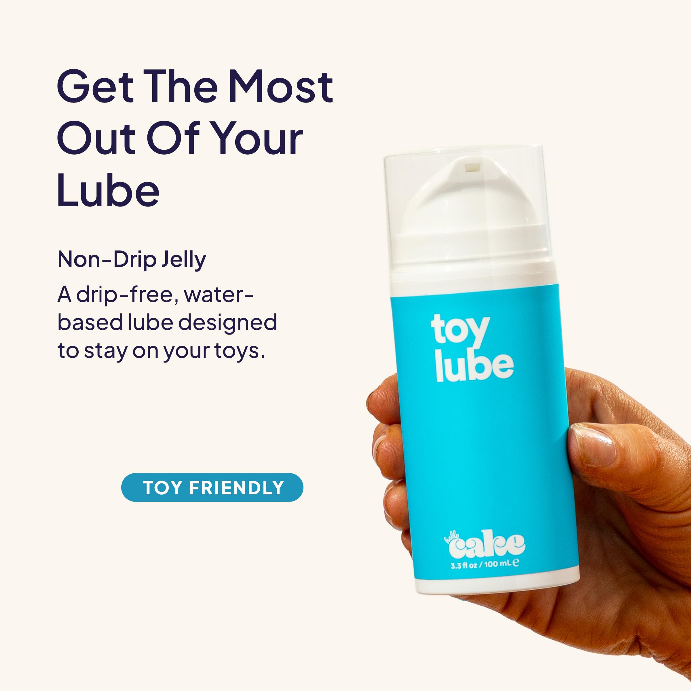 Hello Cake Toy Lube, Adult Toy Friendly, Thick Non-Drip Jelly Water-Based Personal Lubricant for Men, Women, and Couples, 3.3 fl oz