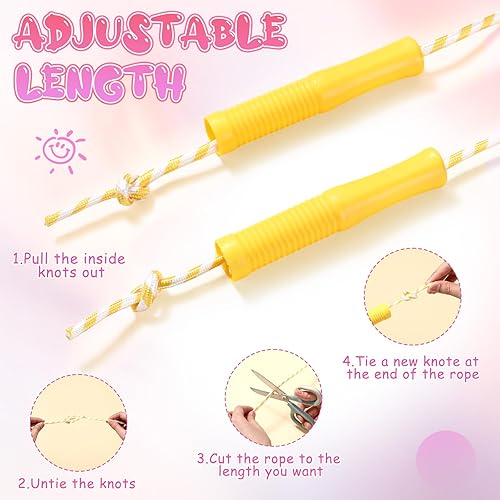 Miniatura 4 de Aoriher 80 cuerdas de saltar a granel para niños de 7.22 pies, cuerda de saltar a rayas ajustables para ejercicio al aire libre, equipo de fitness