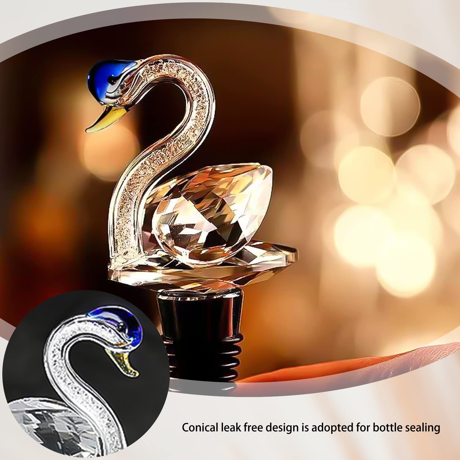 WUERKIYA Tappo per Bottiglia di Vino, Champagne, Liquore, Olio, Cocktail, Succo - Silicone, Tappo Bottiglia con Cristallo, Design Conico, Lavastoviglie-Safe, Riutilizzabile