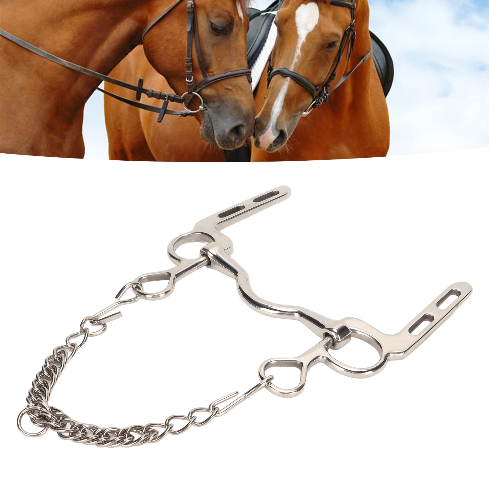 Filetti per Cavalli, Acciaio Inossidabile Morsi da Cavallo per L'allenamento di Attrezzature Equestri, Rullo a Bocca di Cavallo con Gancio e Catena per la Briglia del Cavallo