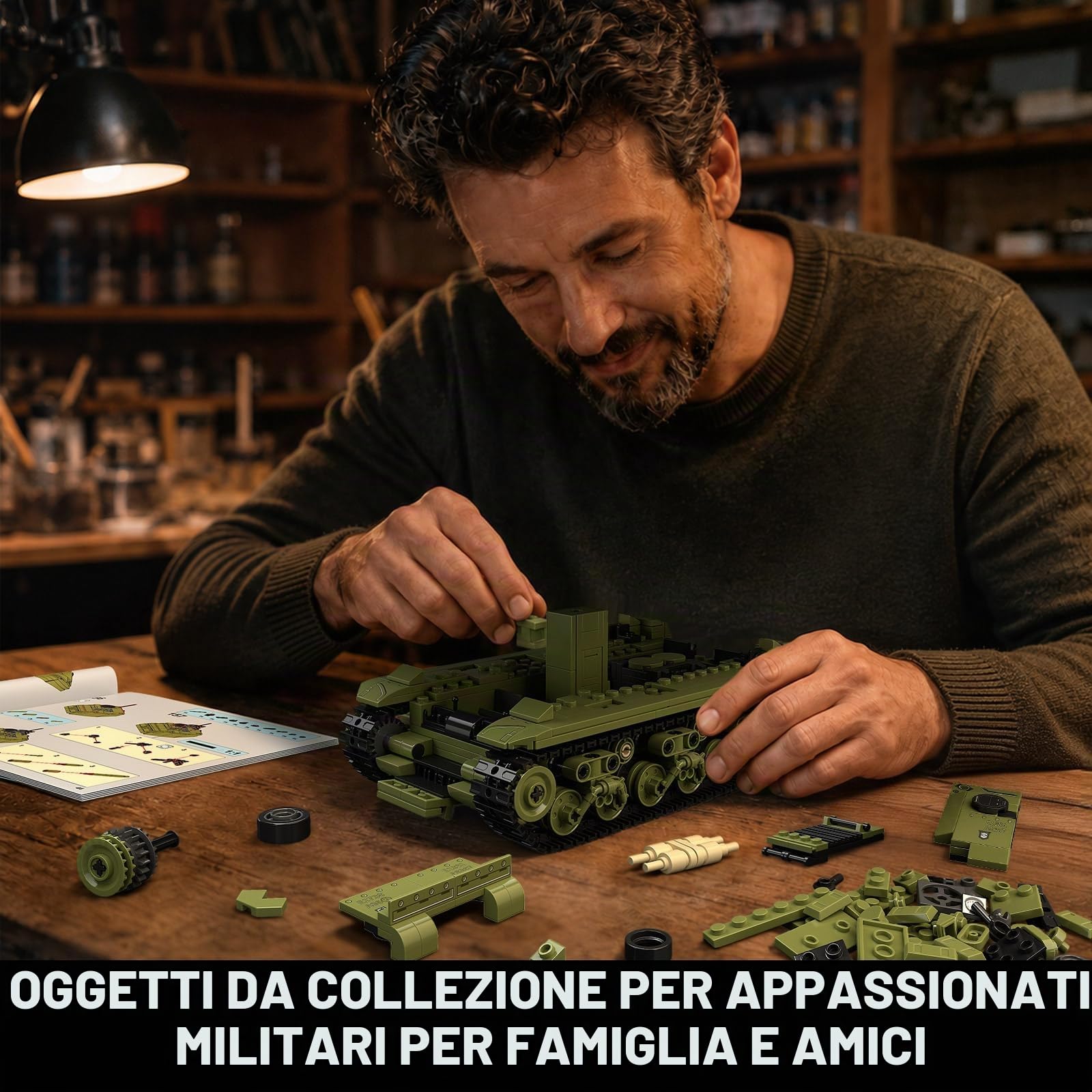 TYCOLE Set di Mattoncini per Carro Armato Sherman da 991 Pezzi, Modello Militare da Collezione della Seconda Guerra Mondiale da Costruire ed Esporre, Regali di Compleanno e Vacanze per Adulti, Ragazzi