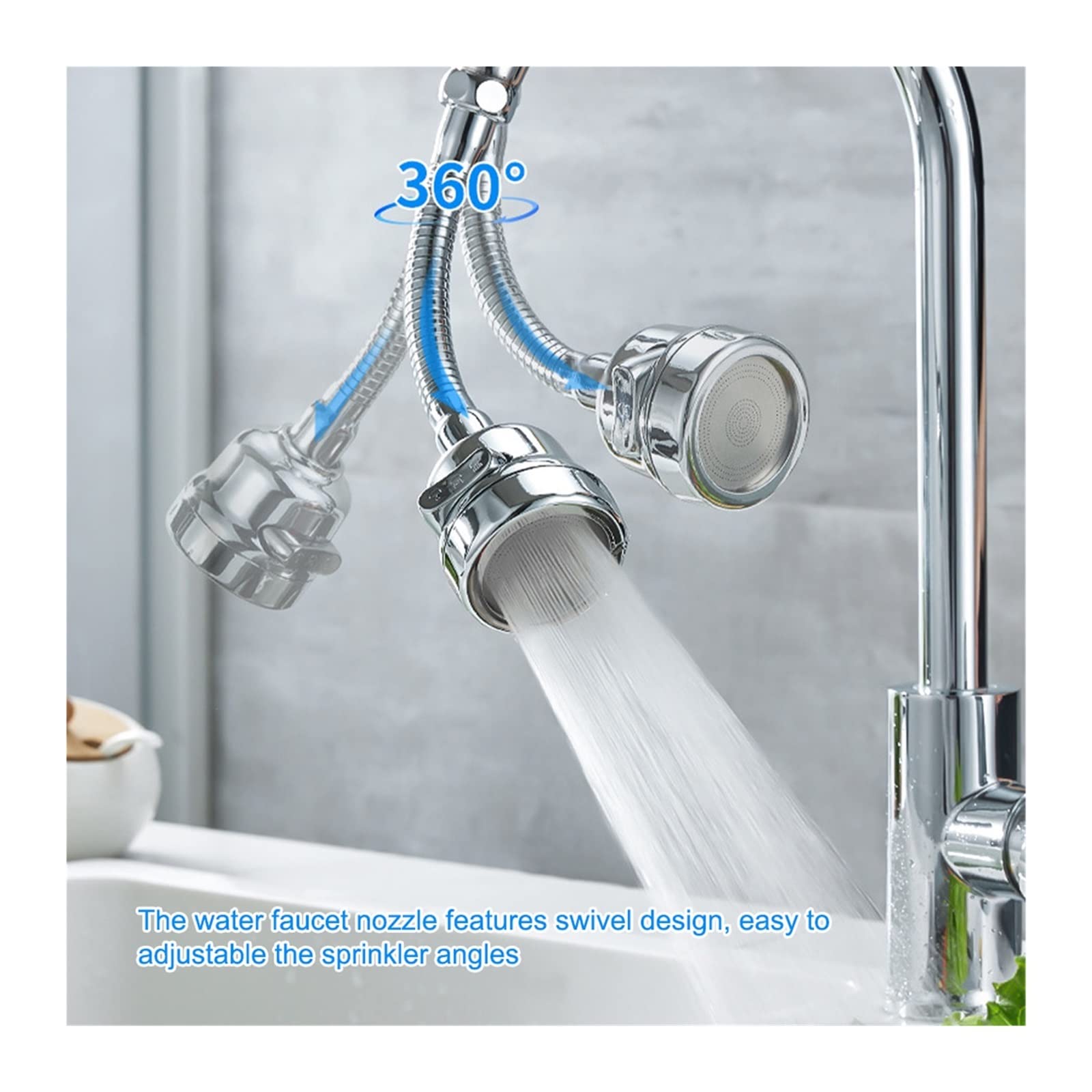 XYNSNDB Boquilla giratoria de 360 ​​​​Grados para Grifo Mezclador 3 Modos Aireador presurizado para Ahorro de Agua Aireador de Cocina Grifo difusor burbujeador Fácil instalación (06)