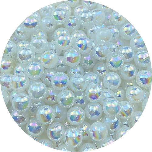 400 cuentas de perlas AB coloridas y brillantes de plástico sueltas, para hacer joyas, aretes, pulseras, collares, decoración del hogar (blanco AB) disponible en Yaxa Colombia