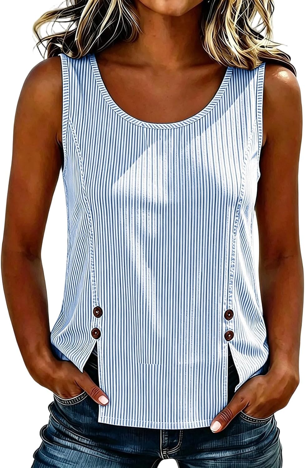 Womens Tank Tops Striped Crew Neck Sleeveless Tee Loose | Womens Tank Tops Striped Crew Neck Sleeveless Tee Loose Fit Casual Shirts Summer Going Out Clothes