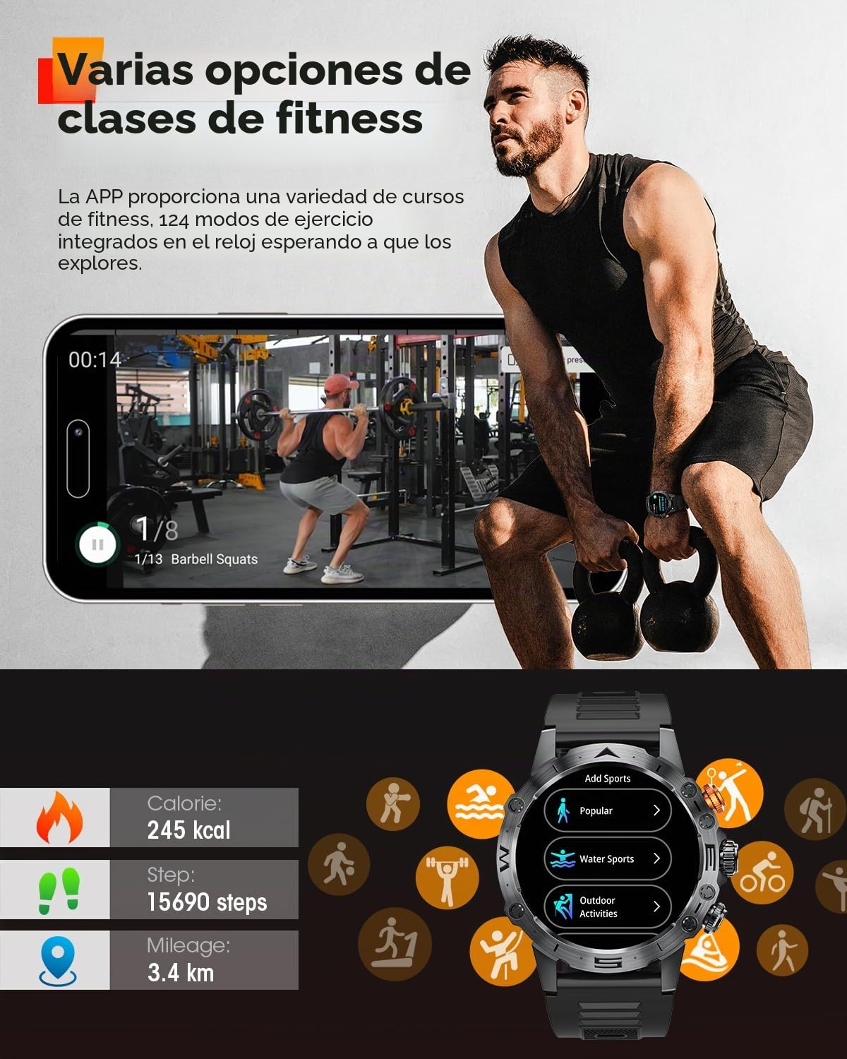 2026 Reloj Inteligente Hombre Militar, 1.53'' IPS Smartwatch Hombre con Llamadas Bluetooth, Larga Duración, Impermeable IP68, Pulsera Actividad 120+ Modos Deportivos, SpO2, Sueño, Android iOS, Negro