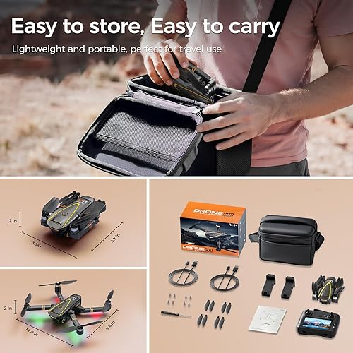 Miniatura 7 de Dron GPS con cámara EIS 4K para adultos y niños, drones RC con pantalla HD de 4.5 pulgadas en el controlador, retorno automático, 2 baterías para 45