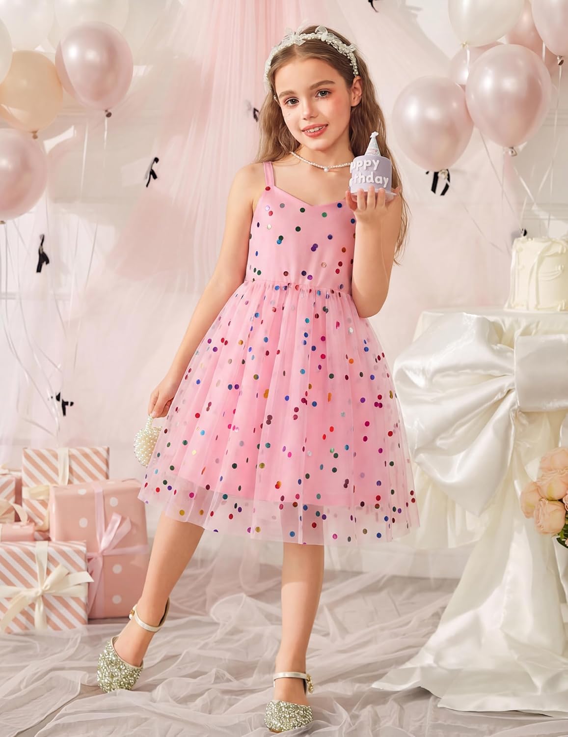 Arshiner Toddler Girls Tulle Dress Bowknot Tutu Birthday Princess Embroidery Dresses Formal Photoshoot Summer Outfit 2-8T