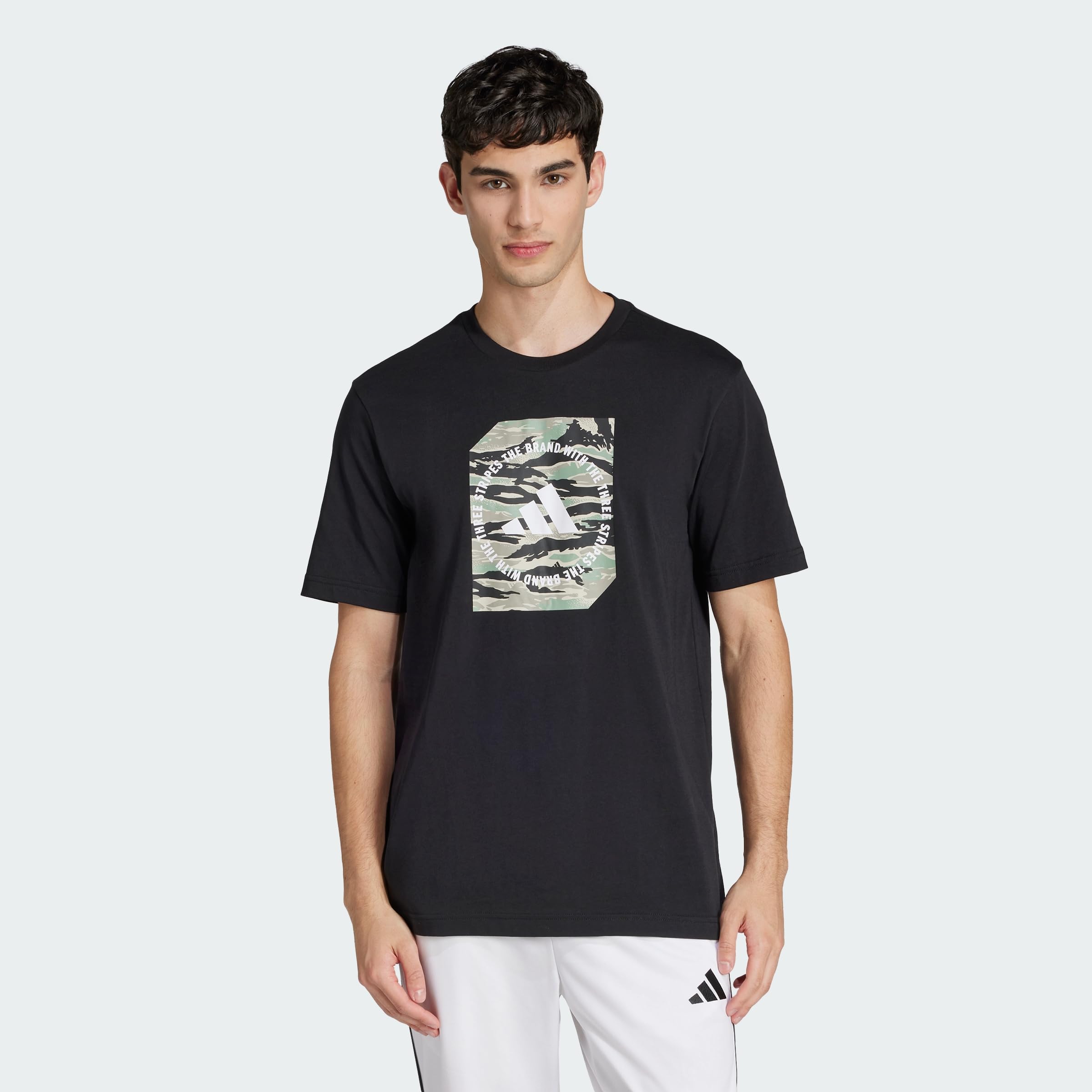 adidas Men's CAMO Shape Graphic T-Shirt, Black, XS