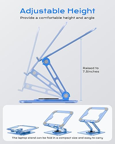 Miniatura 3 de Soporte ajustable para laptop, soporte para computadora con base giratoria de 360, soporte ergonómico para computadora portátil para escritorio,
