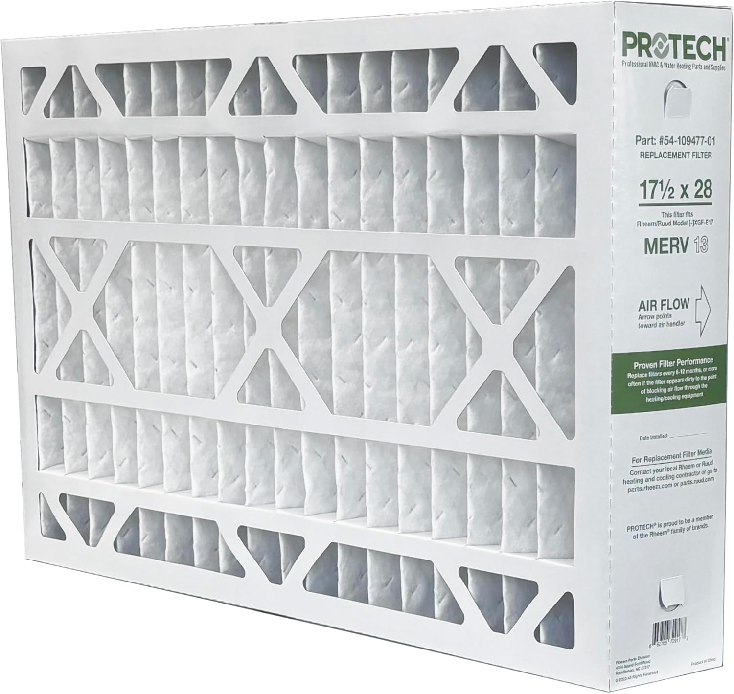 Rheem 54-109477-01-17.5" x 28" x 5" Exact-Fit Filter for Air Cleaner XGF-E17M13, MERV 13