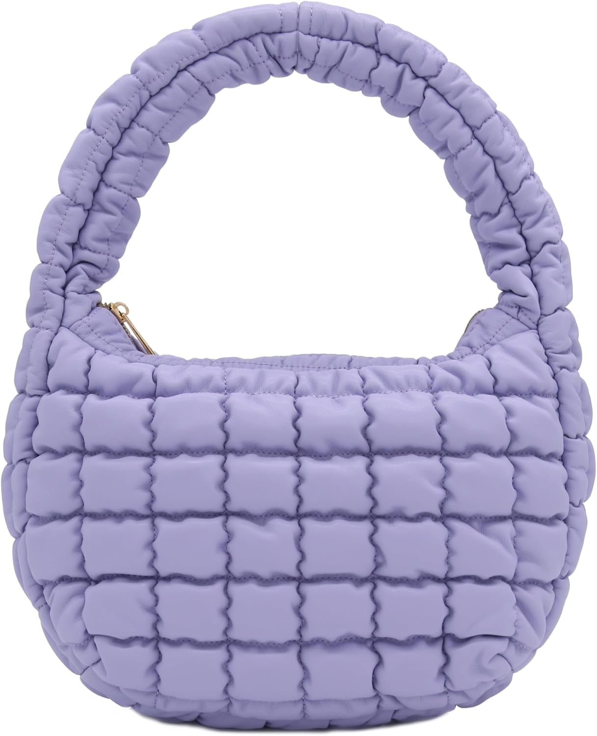 FashionPuzzle Lightweight Quilted Soft Leather Crescent Puffer Shoulder Bag