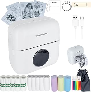 Mini Inkless Sticker Printer, HD Mini Thermal Sticky Note Printer Print Pod Sticker Maker, Mini Portable Bluetooth Pocket Printer for Notes DIY Label/Lists, Mini Printer for iPhone & Android