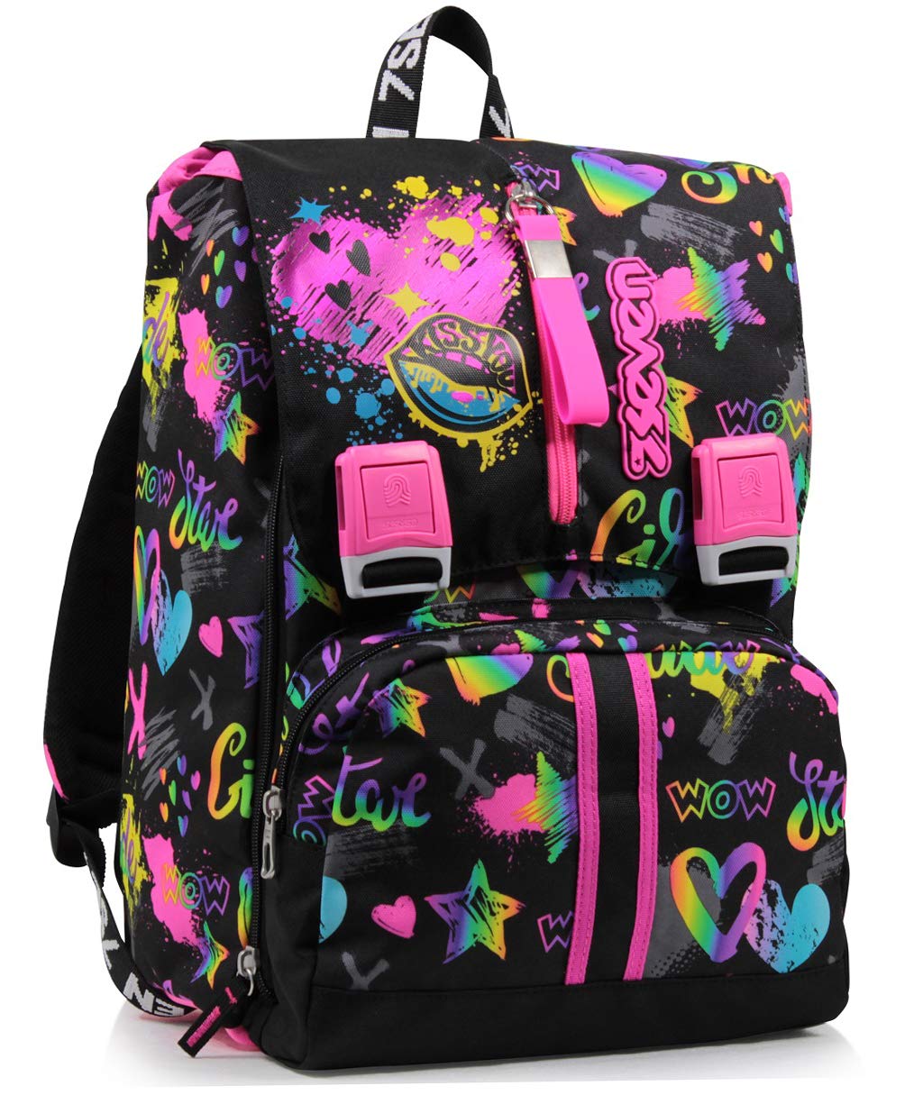 Seven Zaino Scuola Estensibile, Multicolore, Iridiscent, Zaino Doppio Scomparto Estensibile Tramite Zip Laterali, Scuola, Bambina e Ragazza