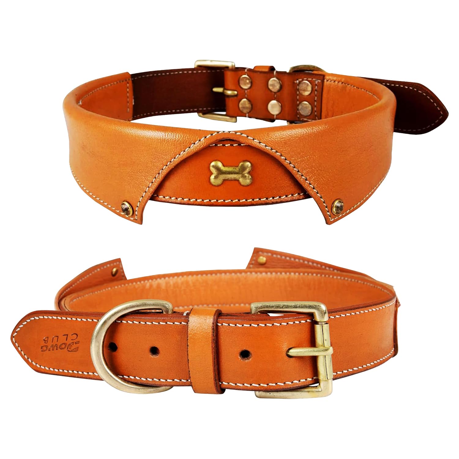 Genuine Leather Formal Tuxedo Shirt Dog Collar, Large, Tan, Cushioned Padding