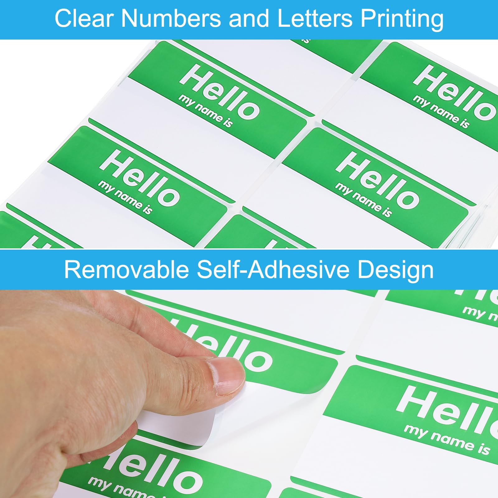 PATIKIL Name Tag Stickers, 480 Pcs Hi My Name is Stickers Removable Labels for Clothes Daycare Classroom Office Meeting Green - Image 3