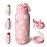BOTTLE BOTTLE 32oz Insulated Water Bottle Stainless Steel Sport Water Bottle with Straw Dual-use Lid Design for Gym with Pill Box (Bear Cookies)
