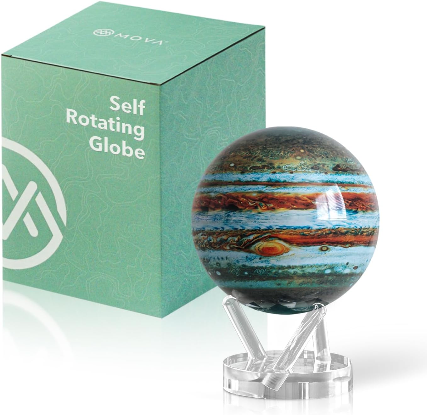 Globe - Jupiter Signature (6") | Solar-Powered Rotating Planet Display for Desk or Shelf | No Batteries or Wires | Floating-Style Space Decor