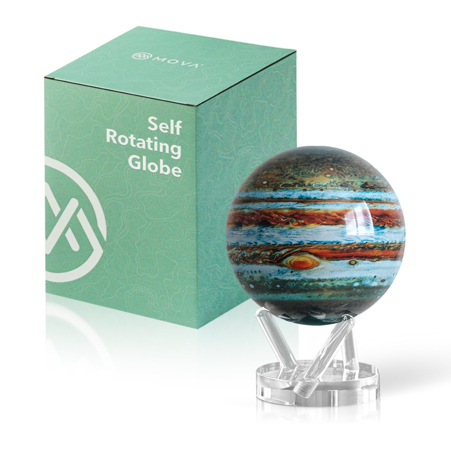 MOVA Globe - Jupiter Signature (6") | Solar-Powered Rotating Planet Display for Desk or Shelf | No Batteries or Wires | Floating-Style Space Decor