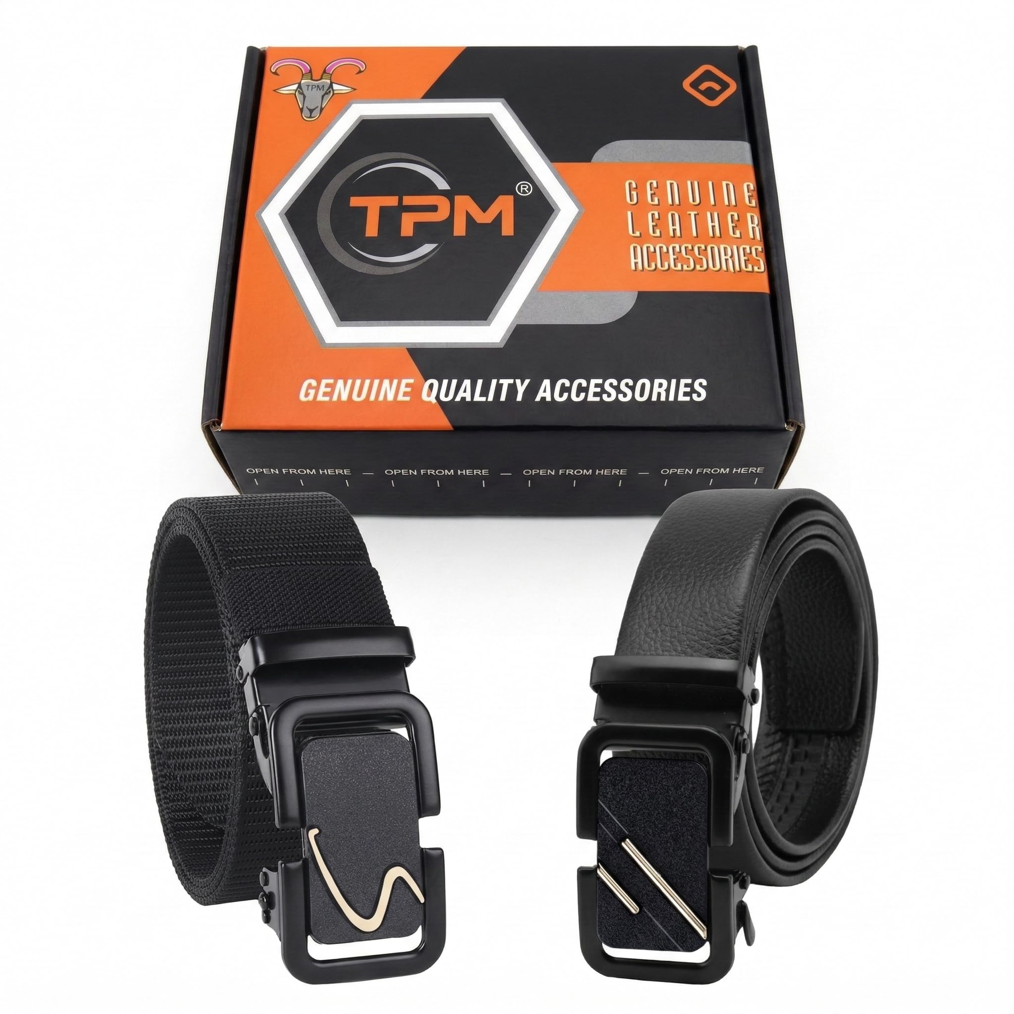 tpm Men's Stylish Belt Combo Pack of 2, Black, 34, Nylon, Solid, Metal Buckle-picture-40