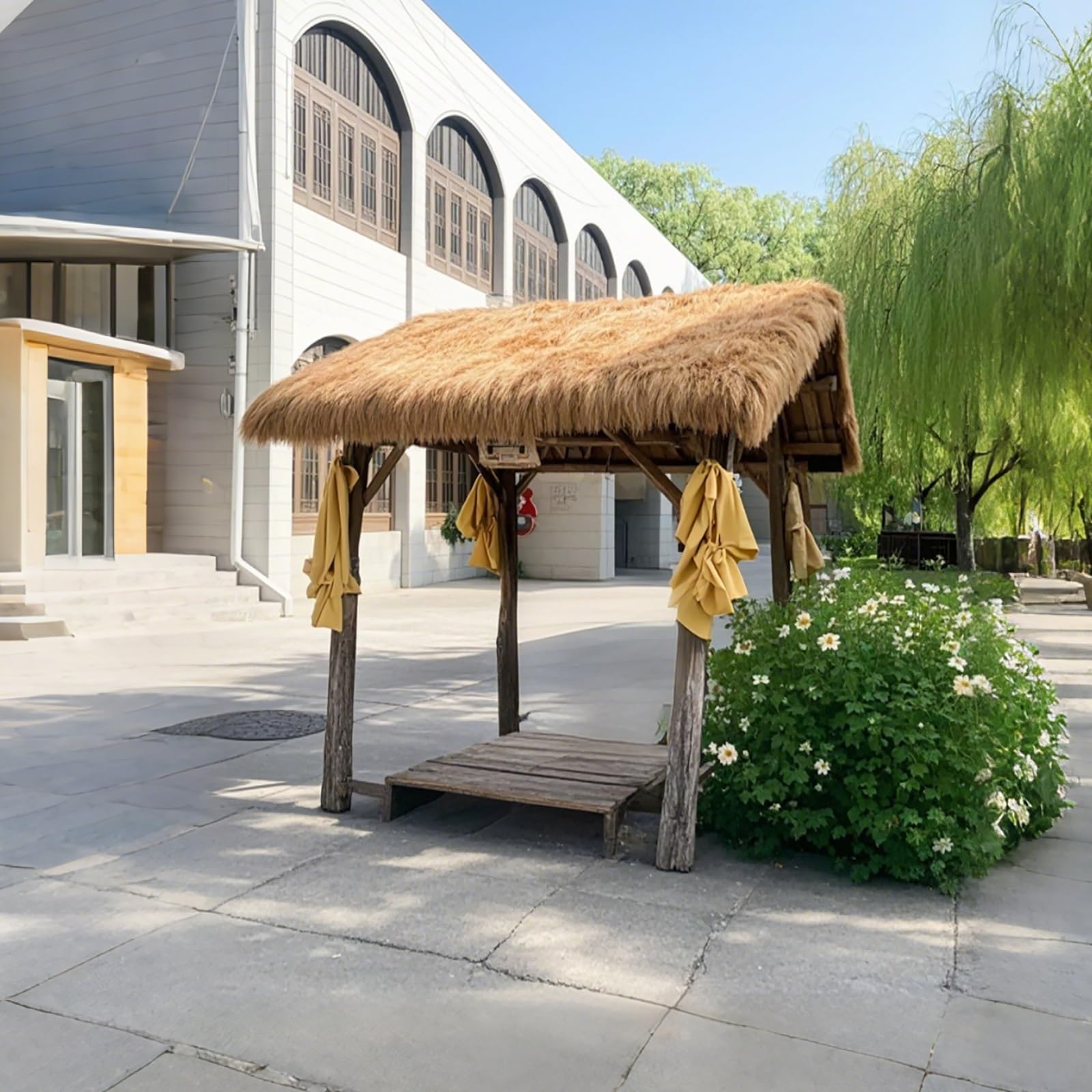 Sztuczna rolka słomy, dach z trawy Tiki, strzecha, syntetyczna strzecha, sztuczna słomka na siano, ślepa trawa do ogrodu, na patio, parasol, ogrodzenie, dekoracja imprezowa (0,5 x 2 m)