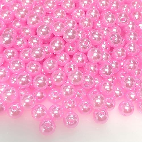 Jmassyang 400 cuentas redondas de satén de 0.315 pulgadas (0.315 in), perlas de plástico para manualidades, perlas sueltas con agujeros para hacer