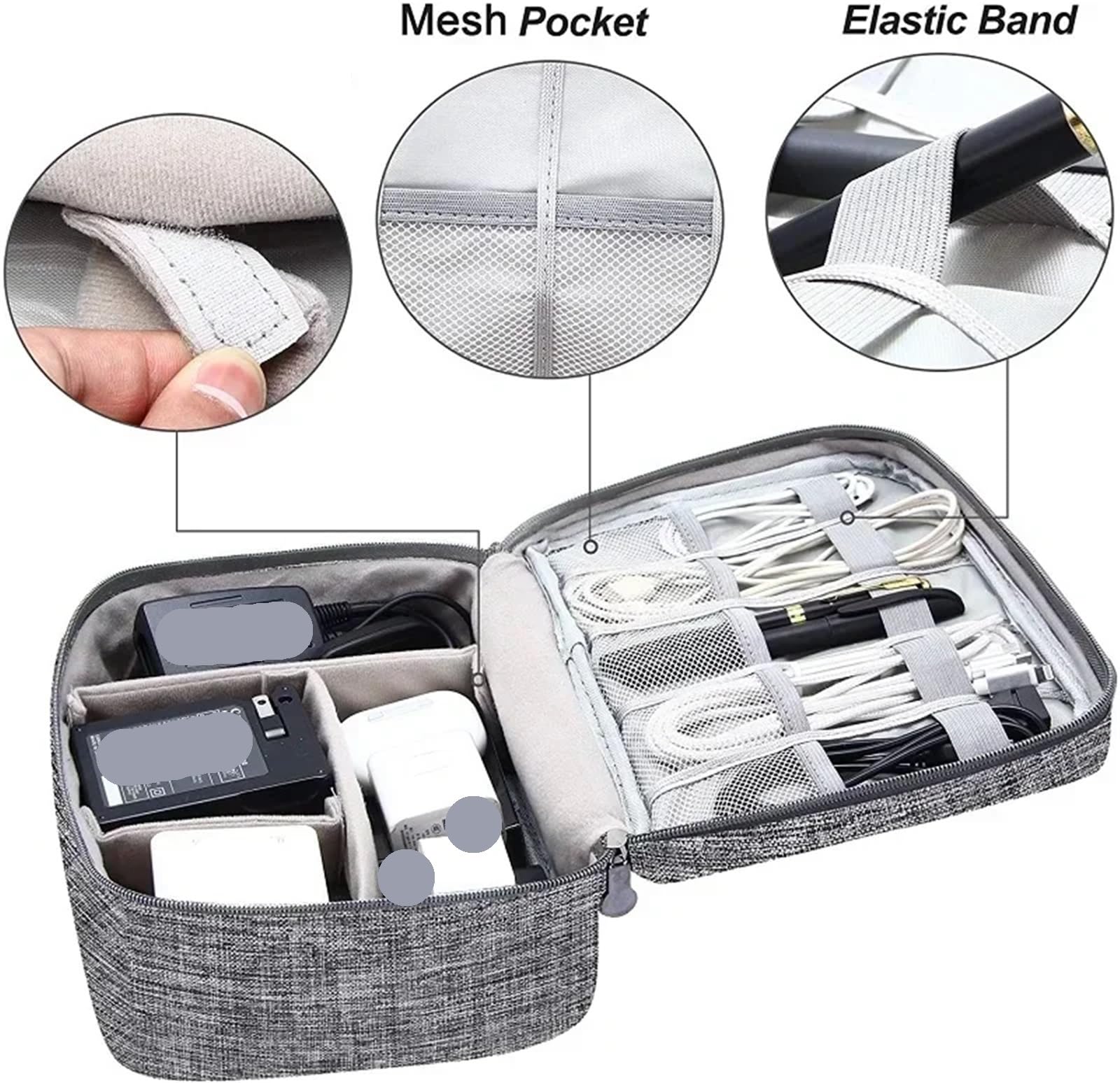 Bolsa organizadora de Cables | Organizador electrónico digital impermeable de gran capacidad(Black)