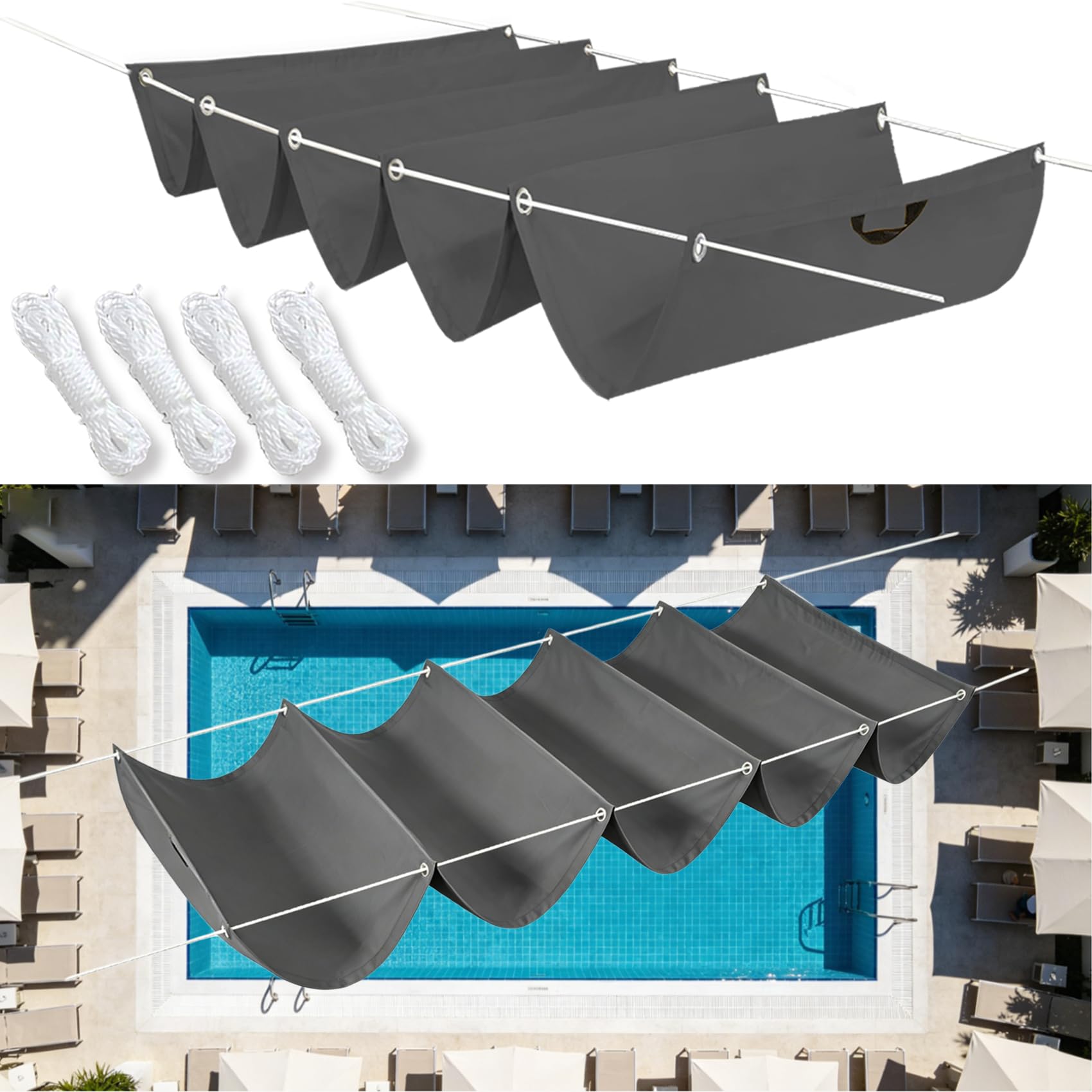 Voile d'ombrage carrée gris foncé pour repas sur la terrasse