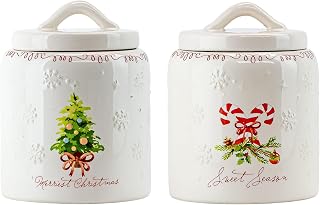 10 Strawberry Street Sweet Christmas Milk Can Canister, Set of 2