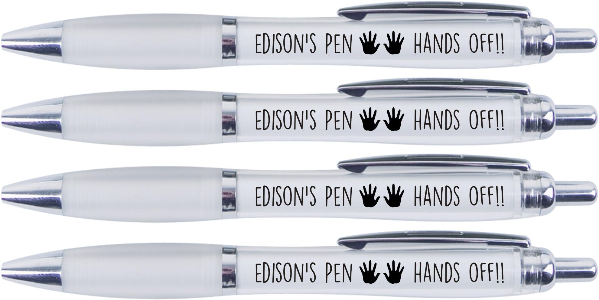 EDISON'S PEN HANDS OFF!!, 4 PRINTED PENS FOR EDISON